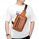 Men's Sling Bags Crossbody Bag Nappa Leather Zipper Solid Color Daily Going out Black Brown