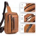 Men's Sling Bags Crossbody Bag Nappa Leather Zipper Solid Color Daily Going out Black Brown