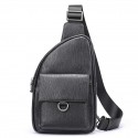 Men's Sling Shoulder Bag Crossbody Bag Nappa Leather Cowhide Zipper Solid Color Daily Black