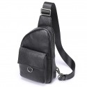 Men's Sling Shoulder Bag Crossbody Bag Nappa Leather Cowhide Zipper Solid Color Daily Black