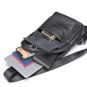 Men's Sling Shoulder Bag Crossbody Bag Nappa Leather Cowhide Zipper Solid Color Daily Black