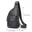 Men's Sling Shoulder Bag Crossbody Bag Nappa Leather Cowhide Zipper Solid Color Daily Black