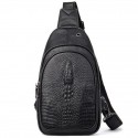Men's Retro Leather Bag Sling Bags Wallet Sling Shoulder Bag Crossbody Bag Sheepskin Zipper Crocodile Daily Black Coffee