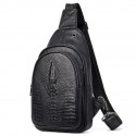Men's Retro Leather Bag Sling Bags Wallet Sling Shoulder Bag Crossbody Bag Sheepskin Zipper Crocodile Daily Black Coffee