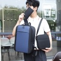 Men's Women's Laptop Bag Backpack Rubber 3 Pcs Purse Set Zipper Solid Color Daily Office & Career Black Blue Gray