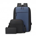 Men's Women's Laptop Bag Backpack Rubber 3 Pcs Purse Set Zipper Solid Color Daily Office & Career Black Blue Gray