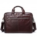 Men's Handbags Laptop Bag Briefcase Nappa Leather Cowhide Zipper Daily Dark Coffee Coffee