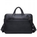 Men's Laptop Bag Briefcase Top Handle Bag Nappa Leather Cowhide Zipper Daily Black