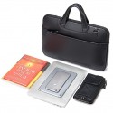 Men's Laptop Bag Briefcase Top Handle Bag Nappa Leather Cowhide Zipper Daily Black