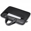 Men's Laptop Bag Briefcase Top Handle Bag Nappa Leather Cowhide Zipper Daily Black