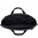 Men's Laptop Bag Briefcase Top Handle Bag Nappa Leather Cowhide Zipper Daily Black