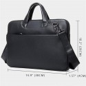 Men's Laptop Bag Briefcase Top Handle Bag Nappa Leather Cowhide Zipper Daily Black