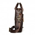 Men's Laptop Bag Briefcase Top Handle Bag Nappa Leather Cowhide Zipper Daily Black Dark Coffee Coffee