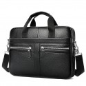 Men's Laptop Bag Briefcase Top Handle Bag Nappa Leather Cowhide Zipper Daily Black Dark Coffee Coffee