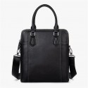 Men's Handbags Laptop Bag Briefcase Top Handle Bag Nappa Leather Cowhide Zipper Daily Black