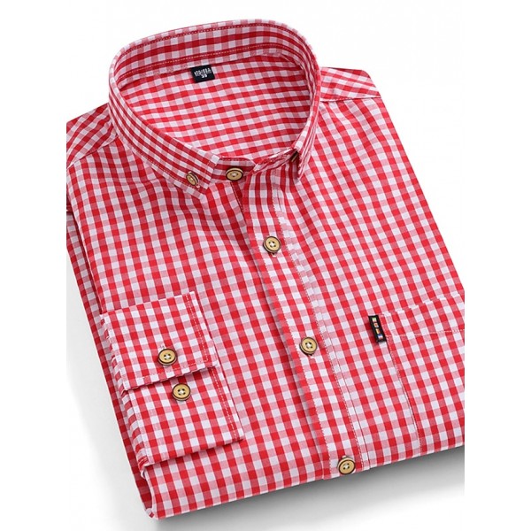 Dress Shirt Button Down Shirt Oxford Shirt Stripes and Plaid Wedding Office & Career Black Red Blue Long Sleeve Turndown Spring &  Fall Clothing Apparel