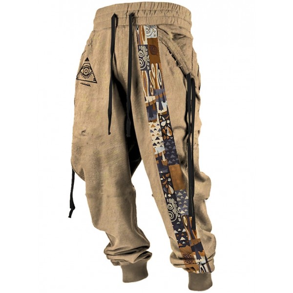 Tribal Bandana Print Vintage Men's 3D Print Sweatpants Pants Trousers Outdoor Street Casual Daily Polyester Black Red Blue S M L Mid Waist Elasticity Pants