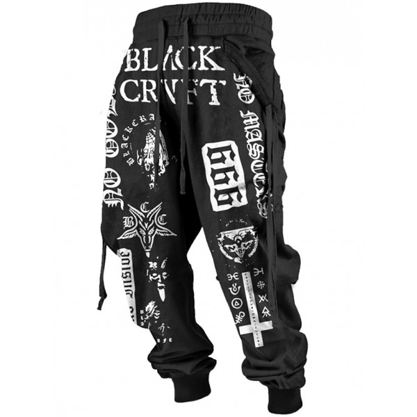 Letter Totem Vintage Abstract Men's 3D Print Sweatpants Joggers Pants Trousers Outdoor Street Casual Daily Polyester Black Navy Blue Brown S M L Mid Waist Elasticity Pants