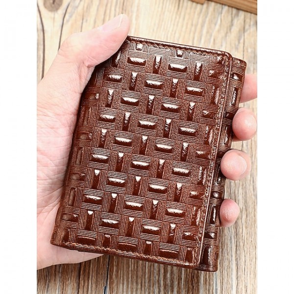 RFID Blocking Genuine Leather Wallet for Men 鈥?Trifold Design with Card Slots, ID Window, and Cash Compartment, Stylish and Secure for Everyday Use or Gifts Dark Brown Black Brown