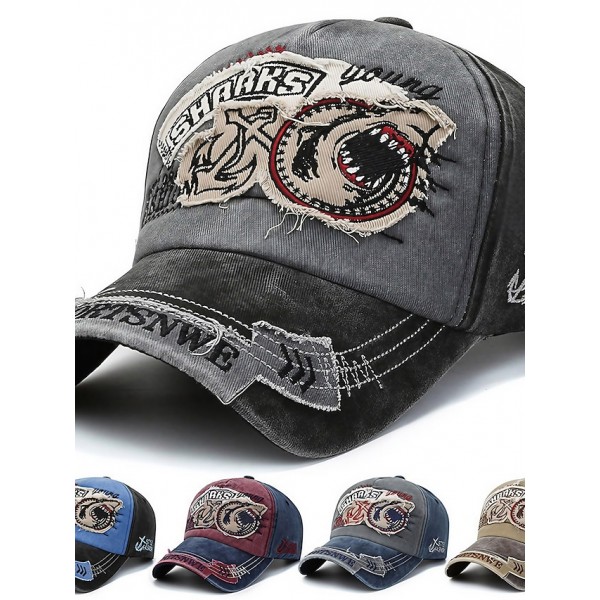 Unisex Baseball Cap Black Red 100% Cotton Washed Travel Beach Outdoor Vacation Color Block Adjustable Fashion Eye Protection