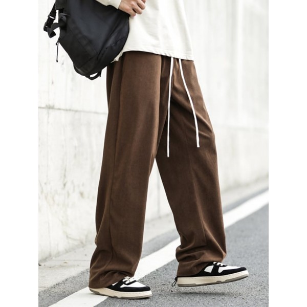Men's Chinos Trousers Patchwork Multiple Pockets Elastic Drawstring Design Color Block Solid Colored Comfort Breathable Full Length Pants Casual Daily Corduroy Chic & Modern Big and Tall Loose Fit