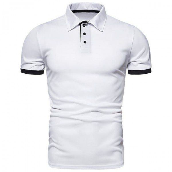 Men's Golf Shirt Solid Color Turndown White Black Gray Orange Red Short Sleeve Street Daily Button-Down Tops Fashion Casual Comfortable / Beach