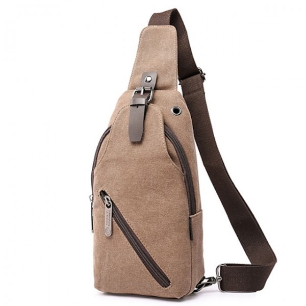 Men's Retro Canvas Bag Sling Shoulder Bag Canvas Zipper Solid Colored Daily Going out Blue Black Gray Army Green